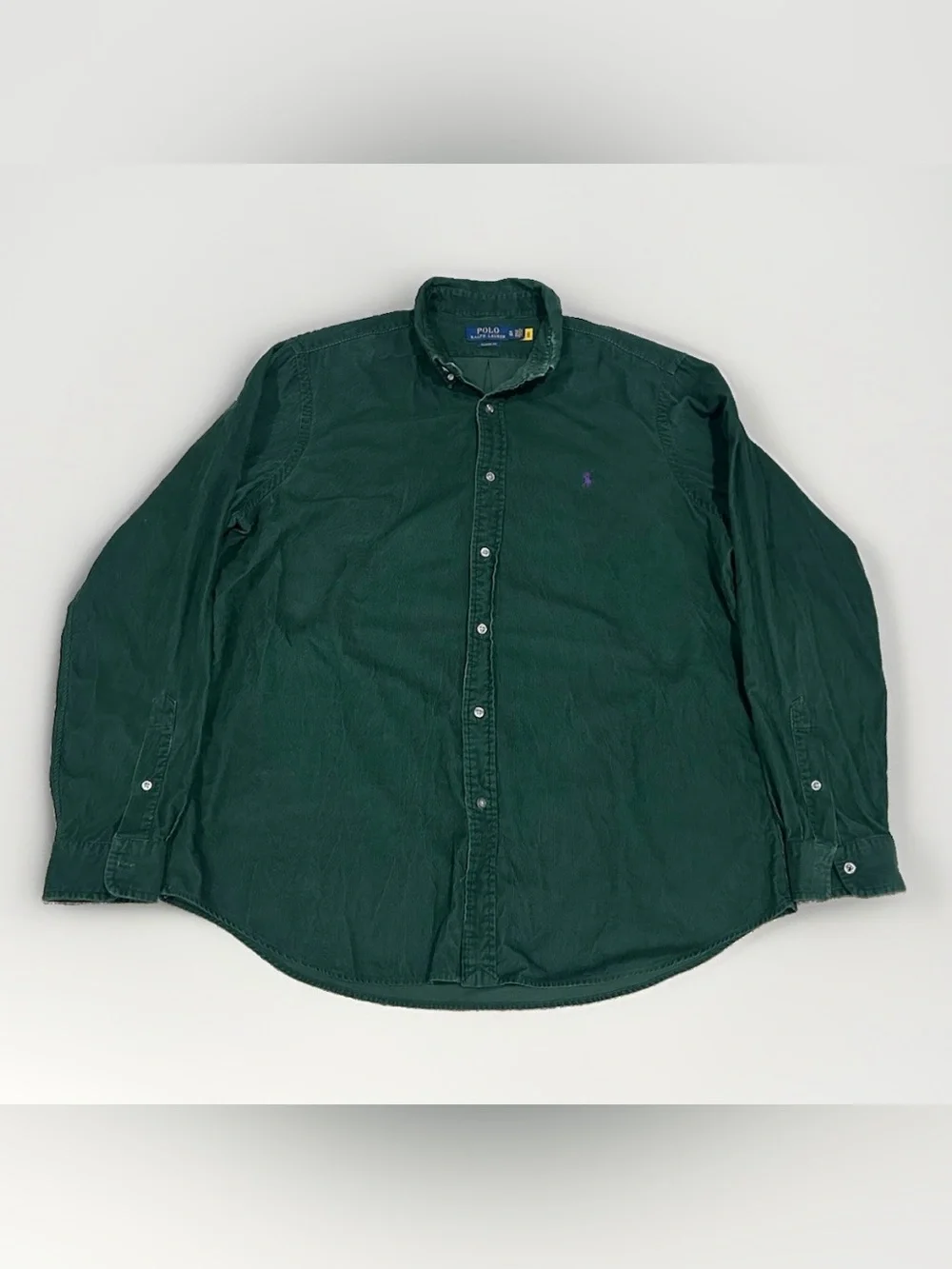 Polo Ralph Lauren Shirt Mens XL Corduroy Long Sleeve Green Classic Fit Button